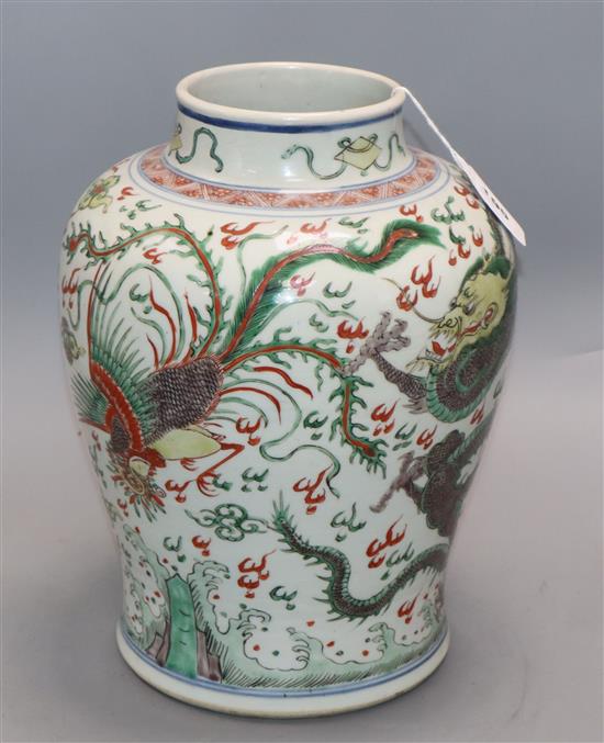 A large Chinese Kangxi period wucai vase